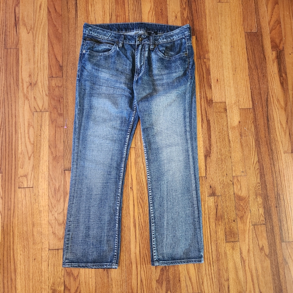 Buffalo Jeans Mens Blue Straight-Leg Jeans with Vintage Wash 34x30